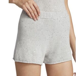 GENERATION LOVE Gray Sequin Knit Shorts NEW Cotton Blend Sweater Womens 2XS XXS